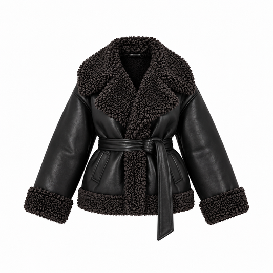 BELTED SHEARLING JACKET