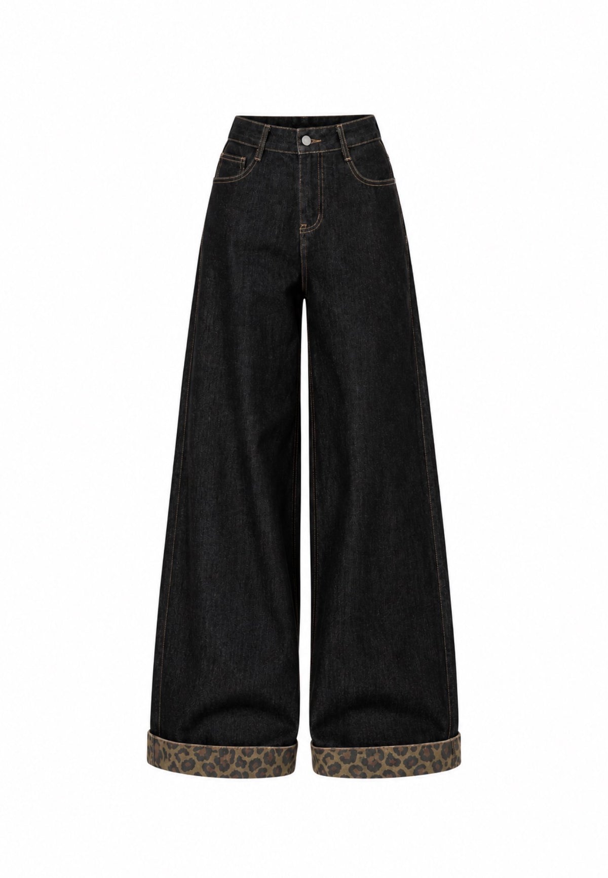 LEOPARD WIDE LEG JEANS