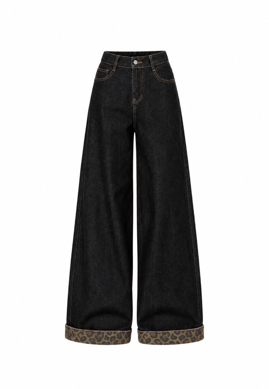 LEOPARD WIDE LEG JEANS