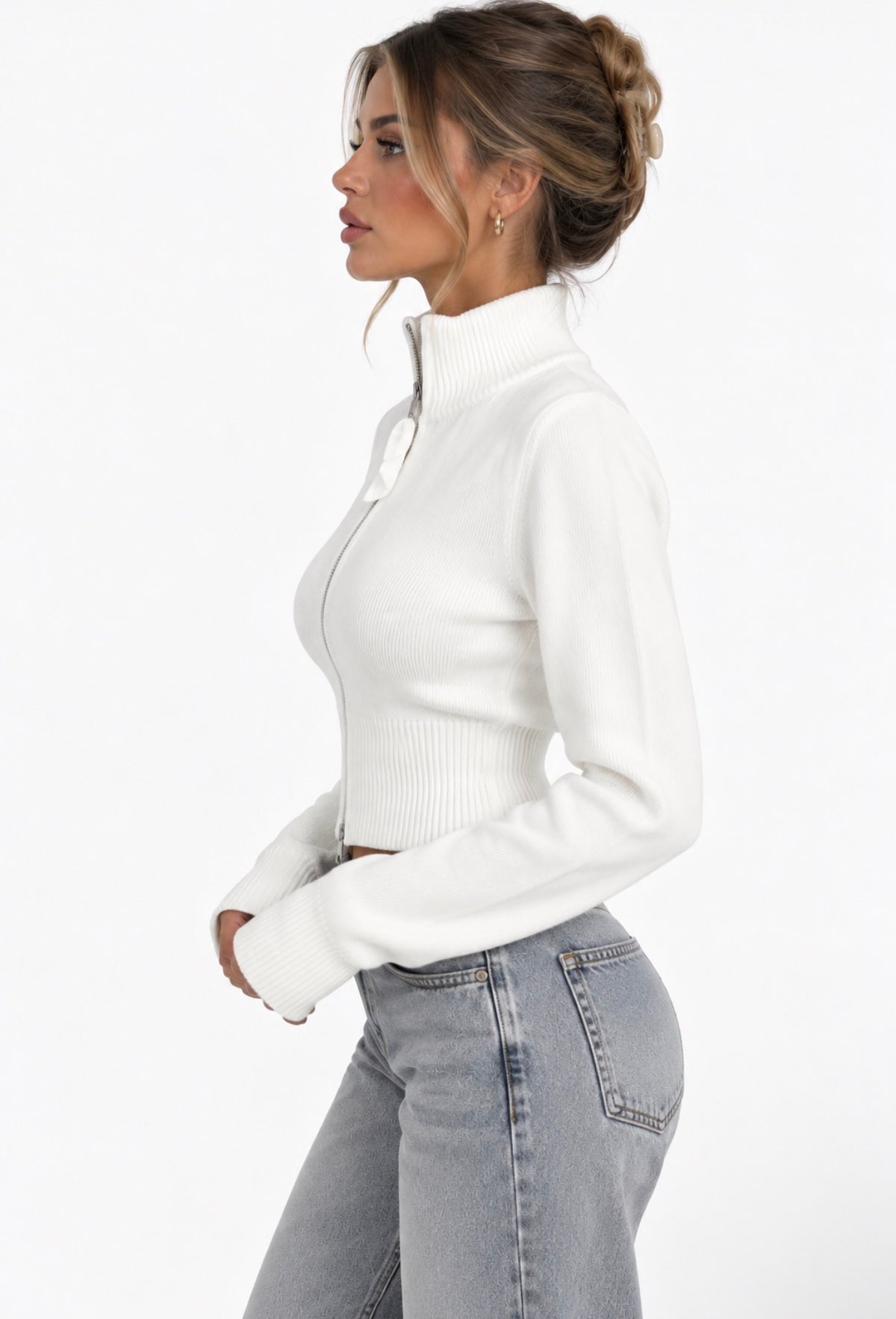 ELEGANT RIB KNIT JACKET