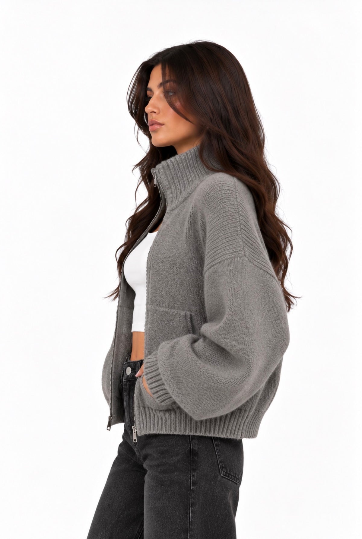 FULL ZIP STRICKJACKE
