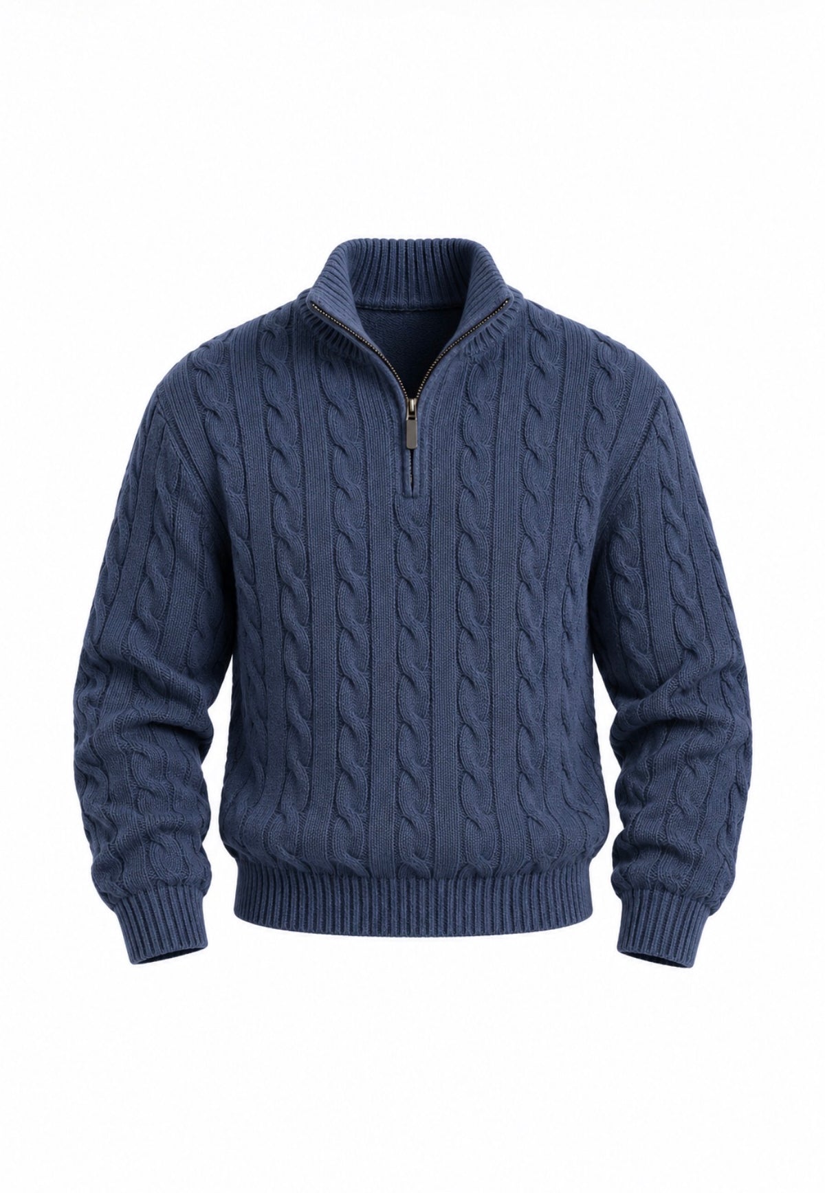 CABLE ZIP SWEATER
