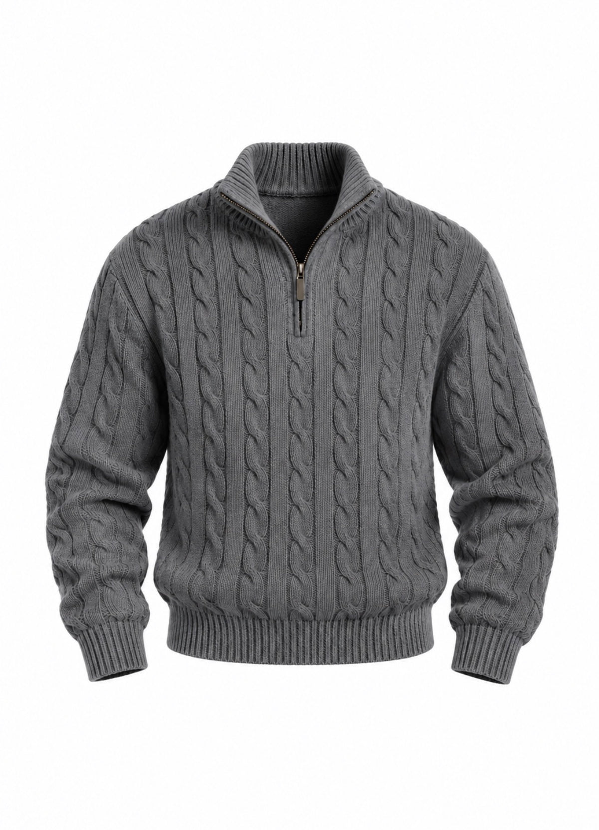 CABLE ZIP SWEATER