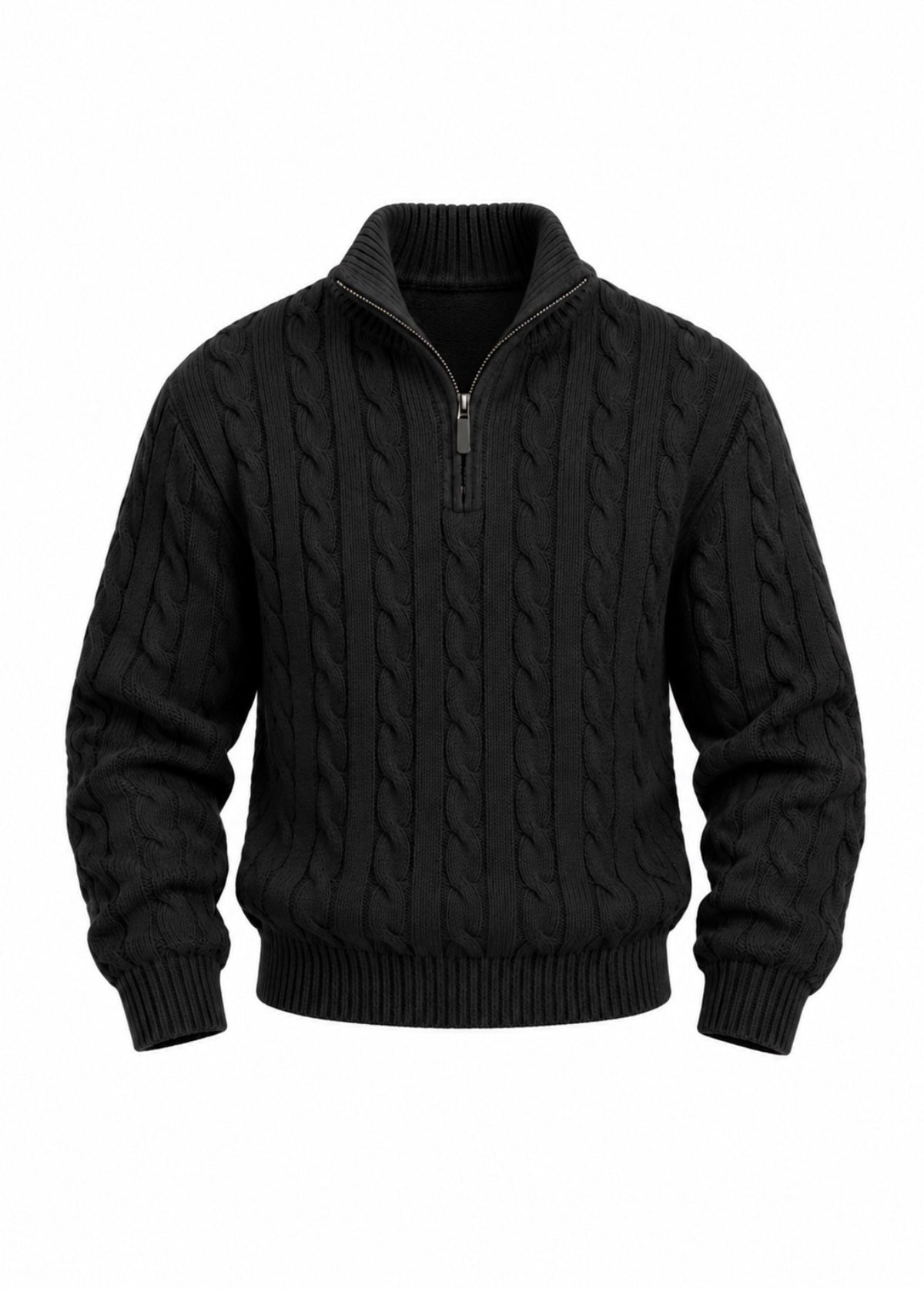 CABLE ZIP SWEATER