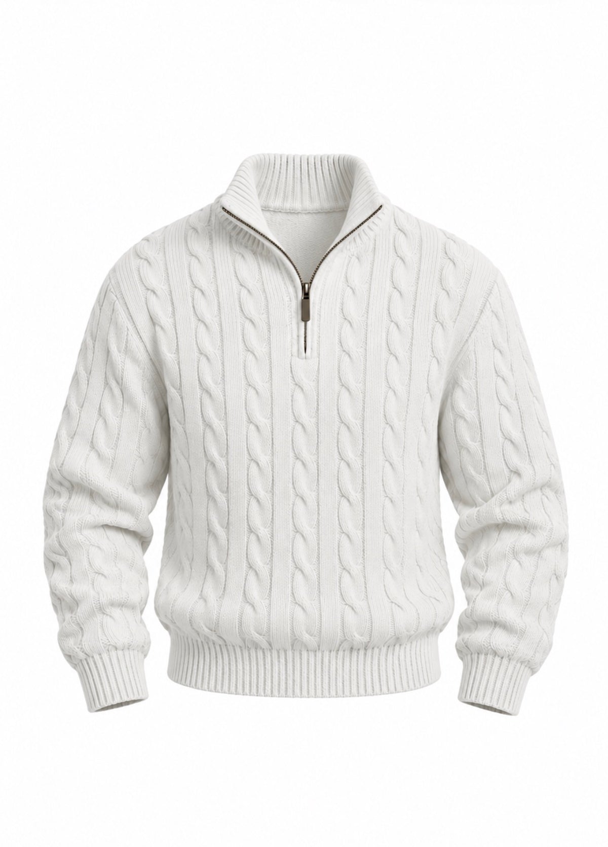CABLE ZIP SWEATER